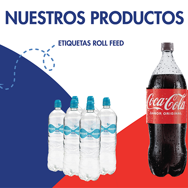 Etiqueta roll feed impresa para botellas de Coca-Cola