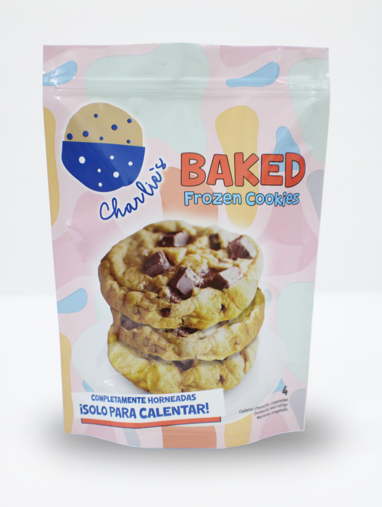 Empaque flexible con zipper para productos congelados. Empaque galletas Chalie´s